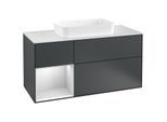 Villeroy und Boch Finion Waschtischunterschrank G291MTHG 120cm, Abdeckplatte white matt, Emotion, Regal links White matt lacquer, Midnight Blue Matt Lacquer