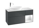 Villeroy und Boch Finion Waschtischunterschrank G931GFHG 120cm, Abdeckplatte white matt, Emotion, Regale Glossy white lacquer, Midnight Blue Matt Lacquer