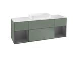 Villeroy und Boch Finion Waschtischunterschrank F331GKGM 160x60,3cm, Abdeckplatte white matt, Regale Anthracite matt lacquer, Olive Matt Lacquer