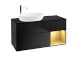 Villeroy und Boch Finion Waschtischunterschrank G932HFPD 120cm, Abdeckplatte black matt, Emotion, Regale Gold matt lacquer, Black matt lacquer