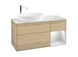 Villeroy und Boch Finion Waschtischunterschrank G931MTPC 120cm, Abdeckplatte white matt, Emotion, Regale White matt lacquer, Oak Veneer