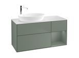 Villeroy und Boch Finion Waschtischunterschrank F931GMGM 120cm, Abdeckplatte white matt, Regale Olive matt lacquer, Olive Matt Lacquer