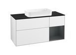Villeroy und Boch Finion Waschtischunterschrank G302HGGF 120cm, Abdeckplatte black matt, Emotion, Regal rechts Midnight Blue Matt Lacquer, Glossy white lacquer