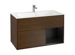 Villeroy und Boch Finion Waschtischunterschrank F040PDGN 99,6x59,1x49,8cm, Regal rechts Black matt lacquer, Walnut veneer