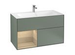 Villeroy und Boch Finion Waschtischunterschrank F030PCGM 99,6x59,1x49,8cm, Regal links Oak Veneer, Olive Matt Lacquer