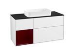 Villeroy und Boch Finion Waschtischunterschrank G292HBGF 120cm, Abdeckplatte black matt, Emotion, Regal links Peony, Glossy white lacquer