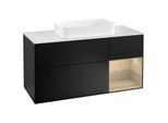 Villeroy und Boch Finion Waschtischunterschrank F301PCPD 120cm, Abdeckplatte white matt, Regal rechts Oak Veneer, Black matt lacquer
