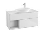 Villeroy und Boch Finion Waschtischunterschrank F941GFMT 120cm, Abdeckplatte white matt, Regale Glossy white lacquer, White matt lacquer