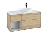 Villeroy und Boch Finion Waschtischunterschrank F941MTPC 120cm, Abdeckplatte white matt, Regale White matt lacquer, Oak Veneer