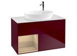 Villeroy und Boch Finion Waschtischunterschrank F891PCHB 100cm, Abdeckplatte white matt, Regale Oak Veneer, Peony Matt