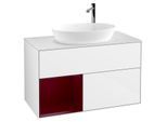 Villeroy und Boch Finion Waschtischunterschrank G891HBGF 100cm, Abdeckplatte white matt, Emotion, Regale Peony matt lacquer, Glossy white lacquer