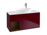 Villeroy und Boch Finion Waschtischunterschrank G941GNHB 120cm, Abdeckplatte white matt, Emotion, Regale Walnut Veneer, Peony Matt