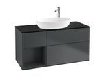 Villeroy und Boch Finion Waschtischunterschrank G942HGHG 120cm, Abdeckplatte black matt, Emotion, Regale Midnight matt lacquer, Midnight Blue Matt Lacquer