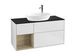Villeroy und Boch Finion Waschtischunterschrank G942PCMT 120cm, Abdeckplatte black matt, Emotion, Regale Oak Veneer, White matt lacquer