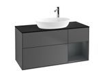 Villeroy und Boch Finion Waschtischunterschrank G952HGGK 120cm, Abdeckplatte black matt, Emotion, Regale Midnight matt lacquer, Anthracite matt