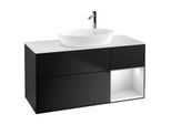 Villeroy und Boch Finion Waschtischunterschrank G951MTPD 120cm, Abdeckplatte white matt, Emotion, Regale White matt lacquer, Black matt lacquer