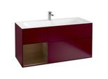 Villeroy und Boch Finion Waschtischunterschrank F060GNHB 119,6x59,1cm, Regal links Walnut veneer, Peony Matt