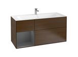 Villeroy und Boch Finion Waschtischunterschrank F060GKGN 119,6x59,1cm, Regal links Anthracite matt, Walnut veneer
