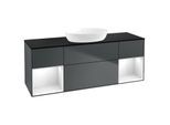 Villeroy und Boch Finion Waschtischunterschrank FD02GFHG 120cm, Abdeckplatte black matt, Regale Glossy white lacquer, Midnight Blue Matt Lacquer