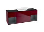 Villeroy und Boch Finion Waschtischunterschrank FD02HGHB 120cm, Abdeckplatte black matt, Regale Midnight matt lacquer, Peony Matt