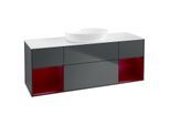 Villeroy und Boch Finion Waschtischunterschrank FD01HBHG 120cm, Abdeckplatte white matt, Regale Peony matt lacquer, Midnight Blue Matt Lacquer