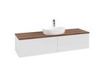 Villeroy und Boch Antao Waschtisch-Unterschrank K36052GF 160x36x50cm, Hahnlochbohrung, Waschbeckenplattenfarbe warm walnut, glossy white lacquer