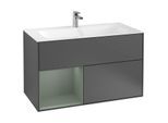 Villeroy und Boch Finion Waschtischunterschrank G030GMGK 99,6x59,1cm, Wandbeleuchtung, Regal links Olive Matt Lacquer, Anthracite matt