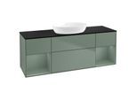 Villeroy und Boch Finion Waschtischunterschrank GD02GMGM 120cm, Abdeckplatte black matt, Emotion, Regale Olive matt lacquer, Olive Matt Lacquer