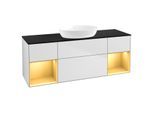 Villeroy und Boch Finion Waschtischunterschrank GD02HFMT 120cm, Abdeckplatte black matt, Emotion, Regale Gold matt lacquer, White matt lacquer