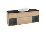 Villeroy und Boch Finion Waschtischunterschrank GD02HGPC 120cm, Abdeckplatte black matt, Emotion, Regale Midnight matt lacquer, Oak Veneer