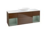 Villeroy und Boch Finion Waschtischunterschrank GD01GMGN 120cm, Abdeckplatte white matt, Emotion, Regale Olive matt lacquer, Walnut veneer
