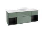 Villeroy und Boch Finion Waschtischunterschrank GD01PDGM 120cm, Abdeckplatte white matt, Emotion, Regale Black matt lacquer, Olive Matt Lacquer