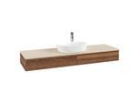 Villeroy und Boch Antao Waschtisch-Unterschrank K14053HM 160x19x50cm, Hahnlochbohrung, Waschbeckenplattenfarbe botticino, warm walnut