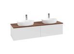 Villeroy und Boch Antao Waschtisch-Unterschrank K39052GF 160x36x50cm, Hahnlochbohrung, Waschbeckenplattenfarbe warm walnut, glossy white lacquer