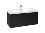 Villeroy und Boch Subway 3.0 Waschtisch-Unterschrank C569L1VL 97,3x42,9x47,8cm, mit LED/Griff Volcano black, volcano black