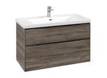 Villeroy und Boch Subway 3.0 Waschtisch-Unterschrank C570L1RK 97,3x57,6x47,8cm, mit LED/Griff Volcano black, stone oak