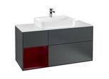 Villeroy und Boch Finion Waschtischunterschrank G411HBHG 120cm, Abdeckplatte white matt, Emotion, Regal links Peony, Midnight Blue Matt Lacquer