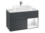 Villeroy und Boch Finion Waschtischunterschrank G371GFHG 100cm, Abdeckplatte white matt, Emotion, Regal rechts Glossy white lacquer, Midnight Blue Matt Lacquer