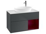 Villeroy und Boch Finion Waschtischunterschrank G901HBHG 100cm, Abdeckplatte white matt, Emotion, Regale Peony matt lacquer, Midnight Blue Matt Lacquer