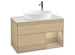 Villeroy und Boch Finion Waschtischunterschrank G901PCPC 100cm, Abdeckplatte white matt, Emotion, Regale Oak Veneer, Oak Veneer