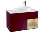 Villeroy und Boch Finion Waschtischunterschrank G901PCHB 100cm, Abdeckplatte white matt, Emotion, Regale Oak Veneer, Peony Matt