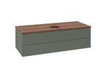 Villeroy und Boch Antao Waschtisch-Unterschrank K21052HL 120x36x50cm, Hahnloch, Waschbeckenplattenfarbe warm walnut, leaf green matt lacquer