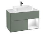 Villeroy und Boch Finion Waschtischunterschrank F371GFGM 100cm, Abdeckplatte white matt, Regal rechts Glossy white lacquer, Olive Matt Lacquer