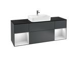 Villeroy und Boch Finion Waschtischunterschrank G452MTHG 160cm, Abdeckplatte black matt, Emotion, Regale White matt lacquer, Midnight Blue Matt Lacquer