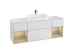 Villeroy und Boch Finion Waschtischunterschrank F451PCMT 160x60,3cm, Abdeckplatte white matt, Regale Oak Veneer, White matt lacquer