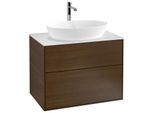 Villeroy und Boch Finion Waschtischunterschrank G75100GN 80x60,3cm, Emotion, Abdeckplatte white matt, Walnut veneer