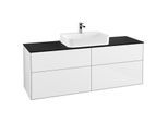 Villeroy und Boch Finion Waschtischunterschrank F44200GF 160x60,3cm, Abdeckplatte black matt, Glossy white lacquer