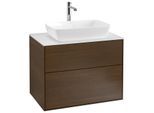 Villeroy und Boch Finion Waschtischunterschrank F75100GN 80x60,3cm, Abdeckplatte white matt, Walnut veneer