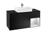 Villeroy und Boch Finion Waschtischunterschrank G422MTPD 120cm, Abdeckplatte black matt, Emotion, Regal rechts White matt, Black matt lacquer