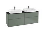 Villeroy und Boch Finion Waschtischunterschrank F43200GM 160x60,3cm, Abdeckplatte black matt, Olive Matt Lacquer
